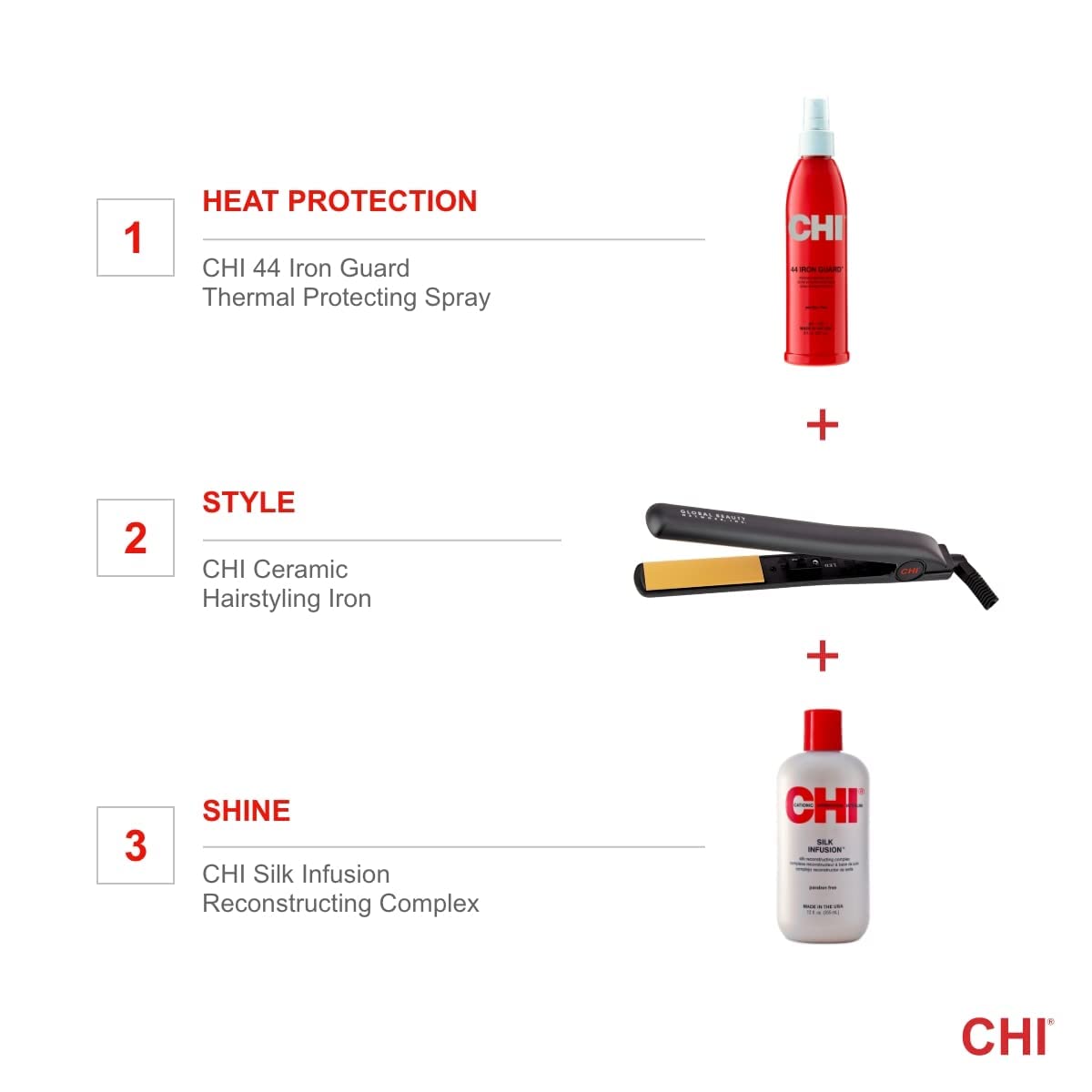 CHI brand logo on original ceramic hairstyling iron