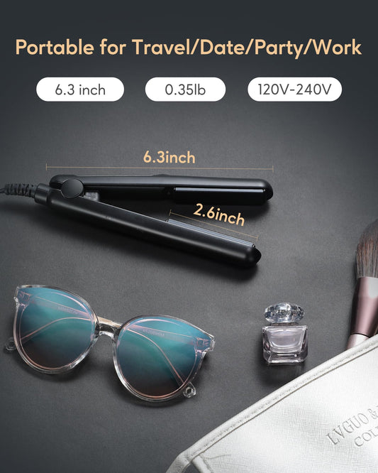 Wavytalk mini flat iron showing 0.7 inch ceramic floating plates