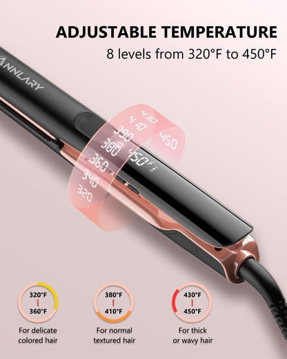 Side profile of Annlary 2-in-1 styling tool with LED display