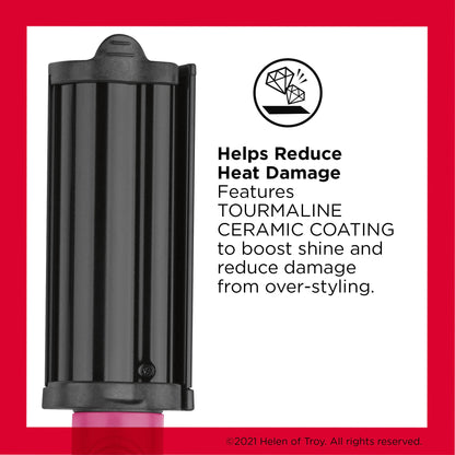 Revlon Tourmaline Ceramic hair waver close up of pink deep groove barrels