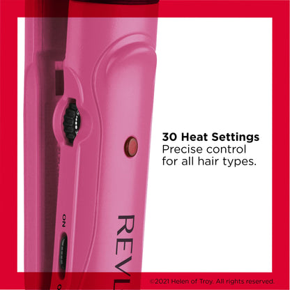 Revlon RVIR3030 hair styling tool displaying the heat adjustment dial and power switch