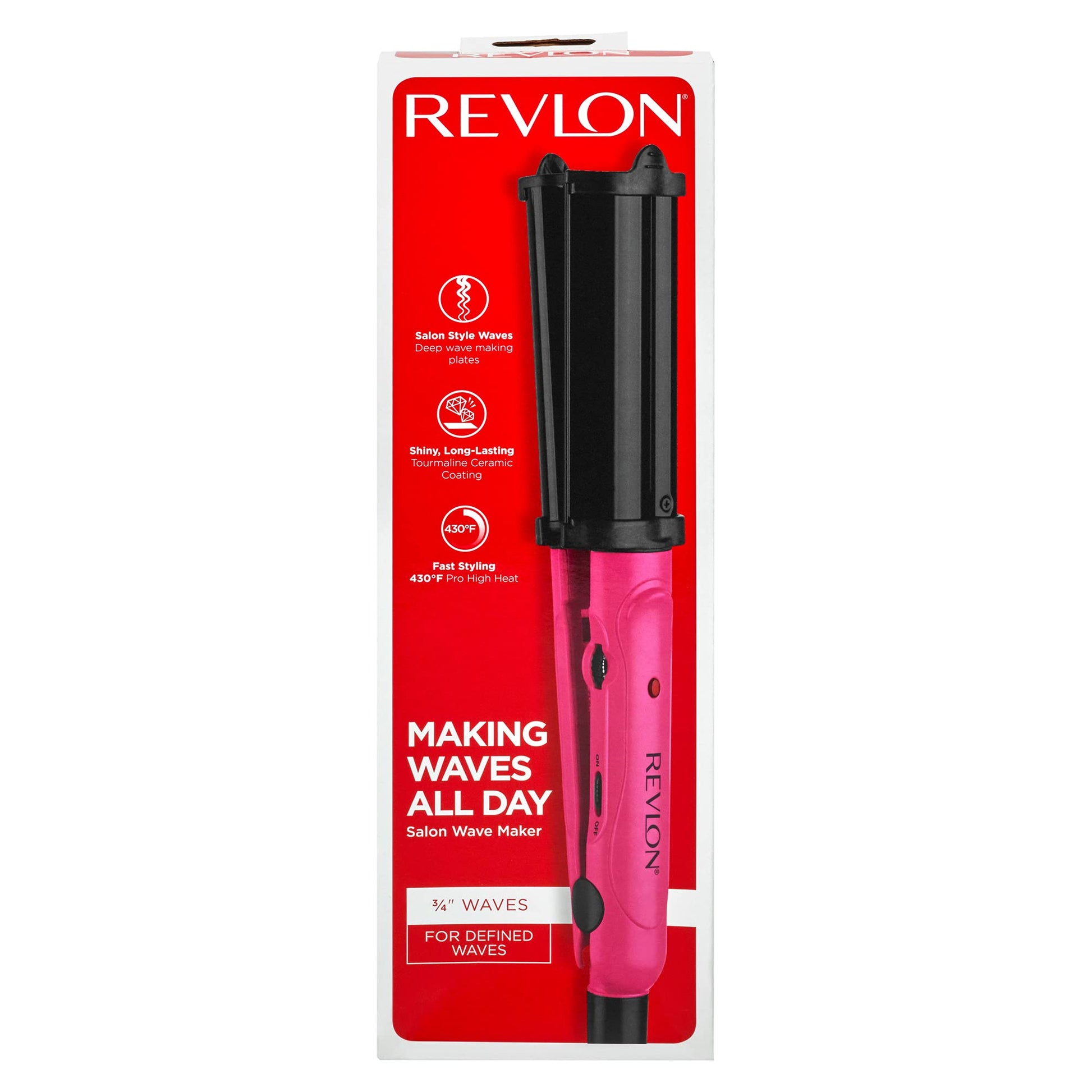 Revlon Pro Collection hair waver showcasing the cool tip design for safe two handed styling