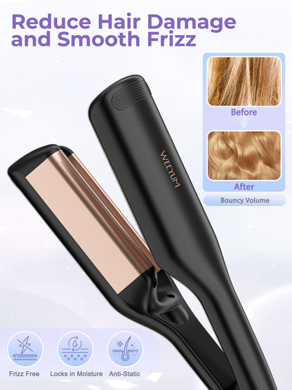 WEEYUM 2 Barrel Wavy Hair Curler resting on a flat surface demonstrating the travel friendly structure