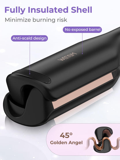 WEEYUM dual voltage hair crimper unboxed view detailing the premium ceramic coating elements