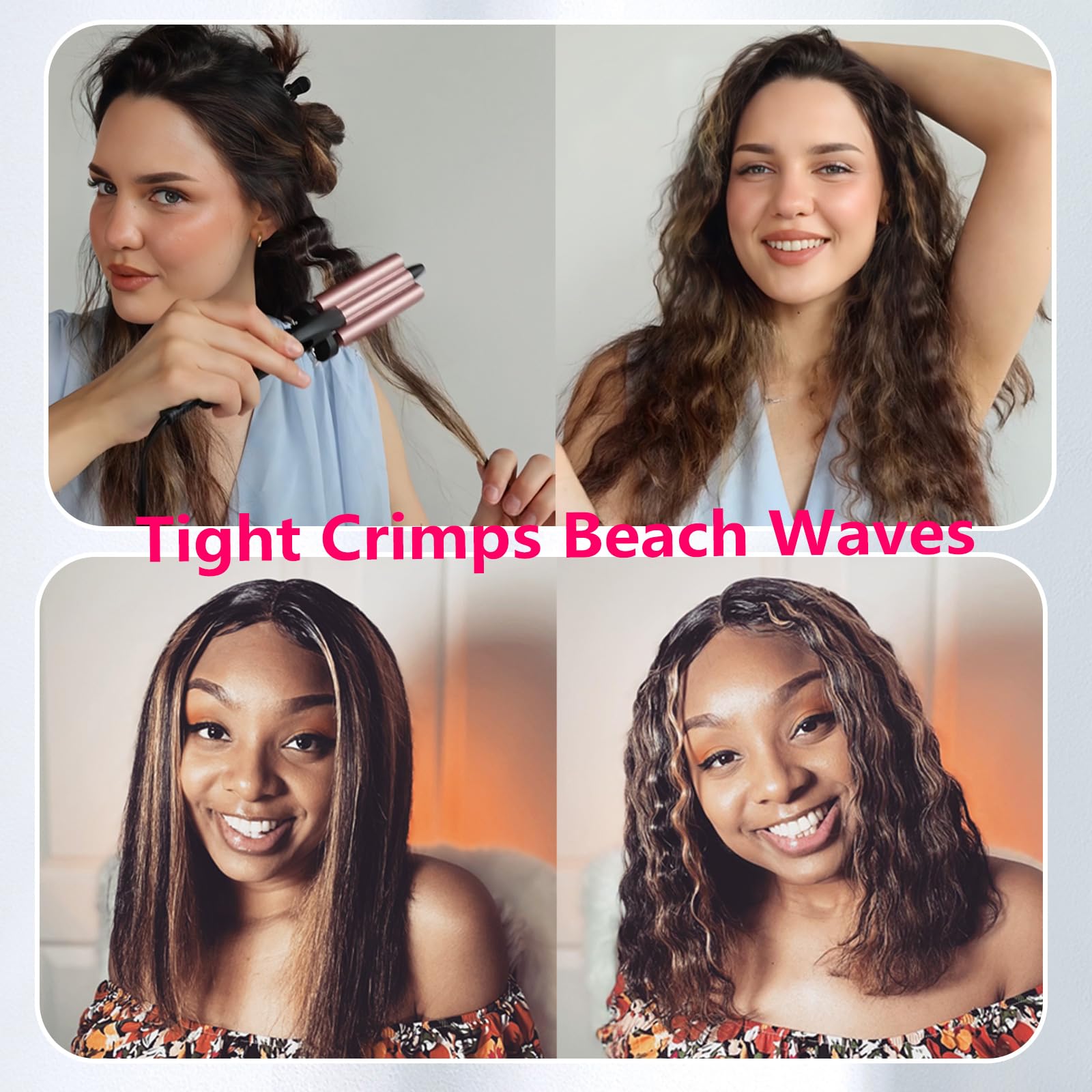 CIVEYA mini three barrel curling iron showing the safety tip and power switch assembly