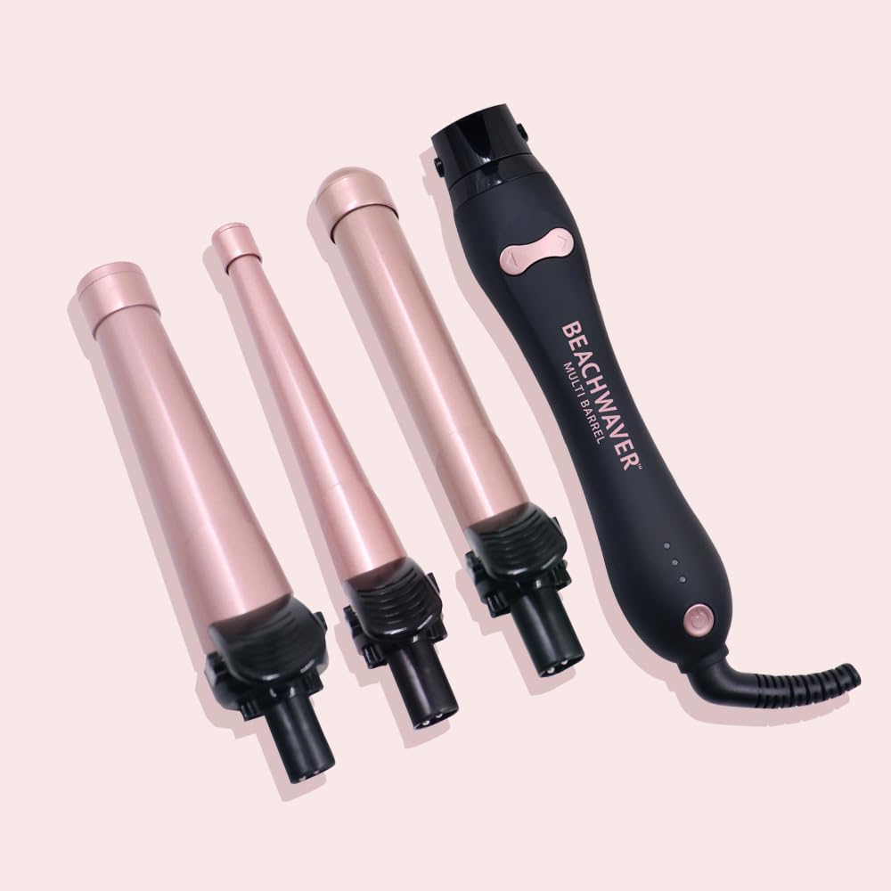 Premium ceramic multi barrel automatic hair waver tool kit with ergonomic handle and travel friendly dual voltage specifications