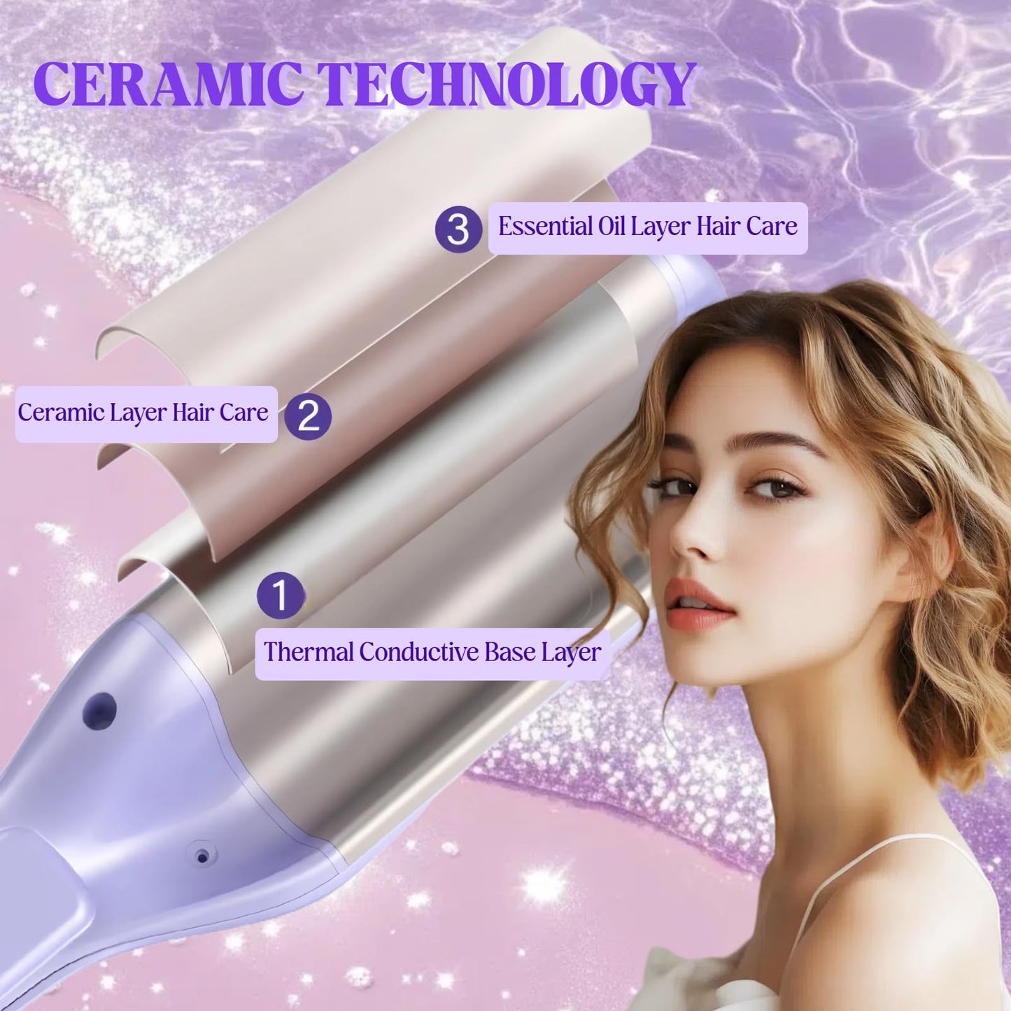 HOVCEH professional hair waving machine demonstrating the easy clamp design for creating deep waves.