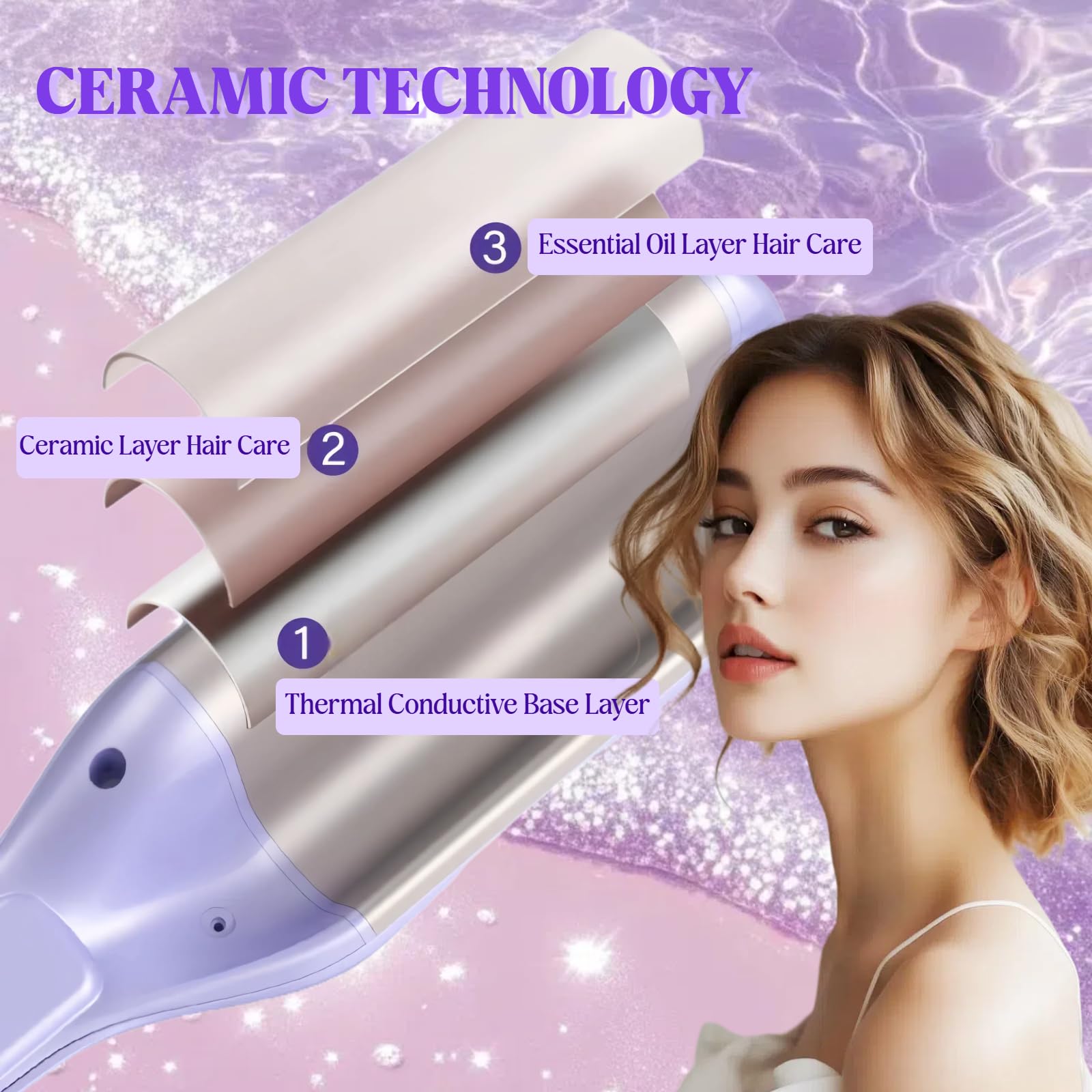 HOVCEH professional hair waving machine demonstrating the easy clamp design for creating deep waves.