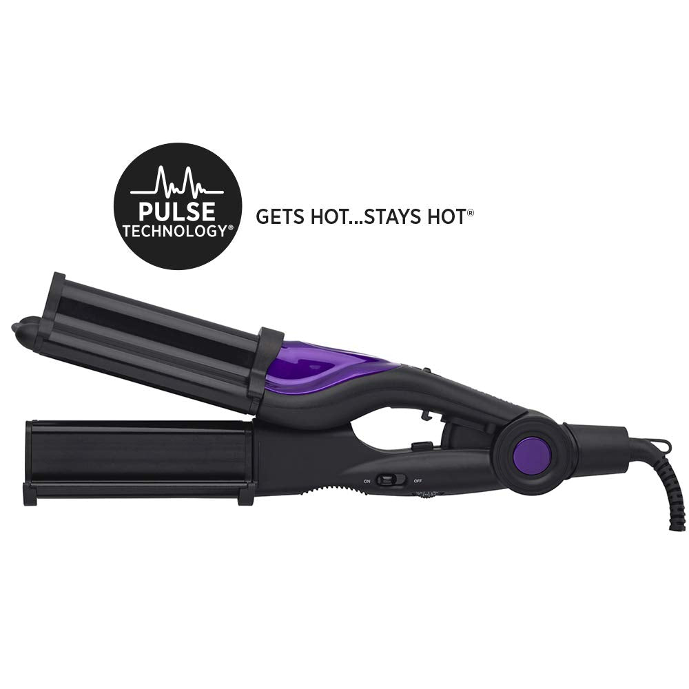 Ceramic and tourmaline hair waver plates displaying the cool tips for safe handling