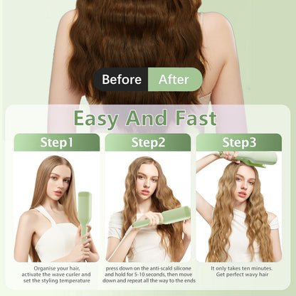 The adjustable temperature interface on the handle of the TOHUAN dual voltage hair waver machine.