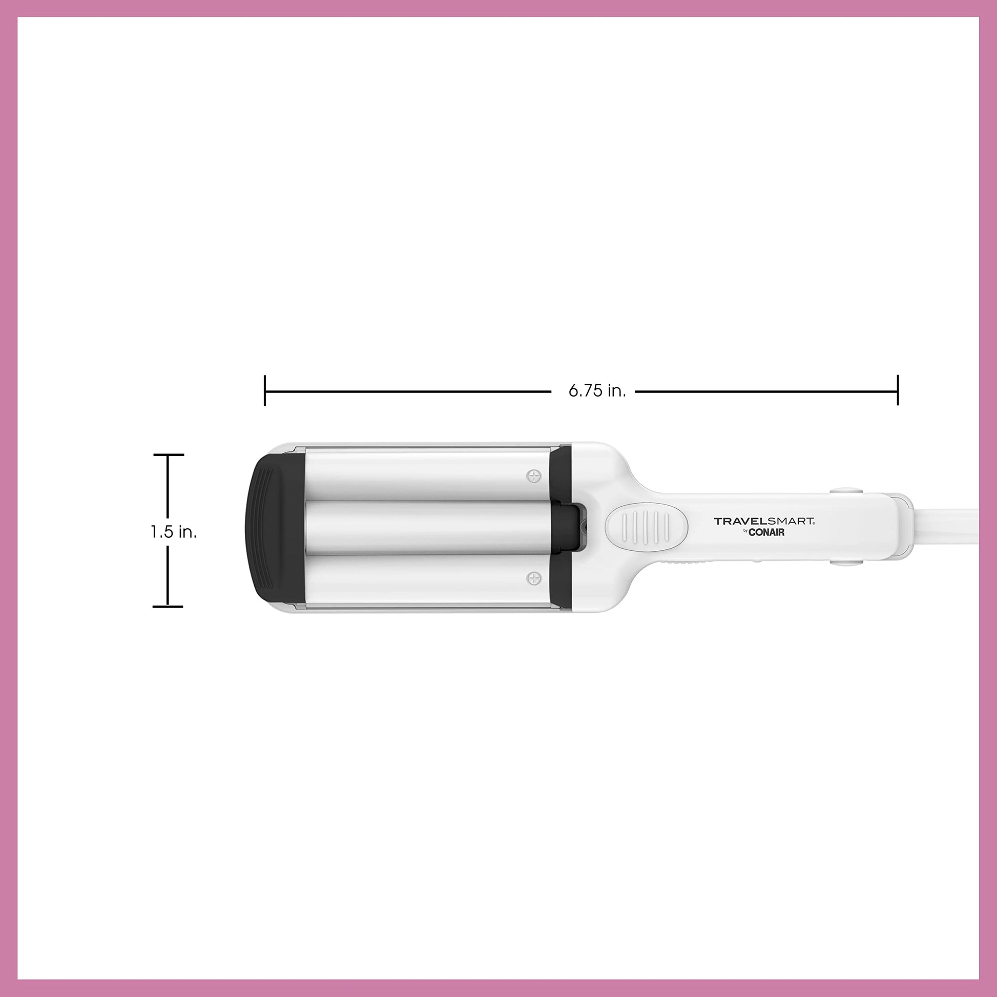 Conair portable hair waver in white displaying its compact travel friendly size