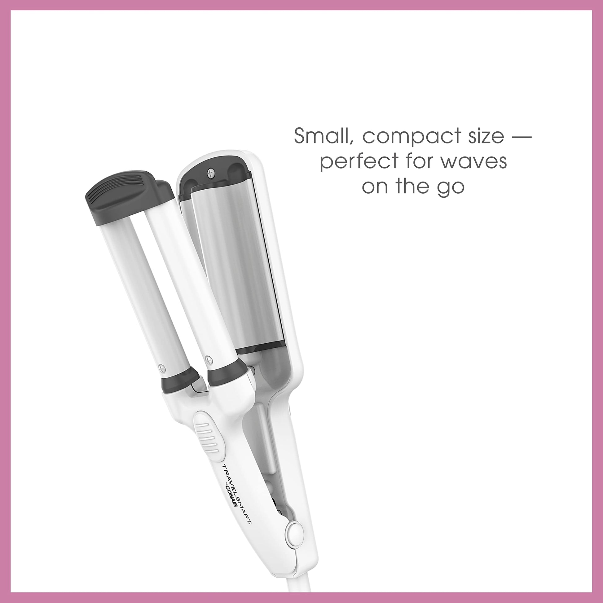 Side profile of Conair Travel Smart mini triple barrel curling iron