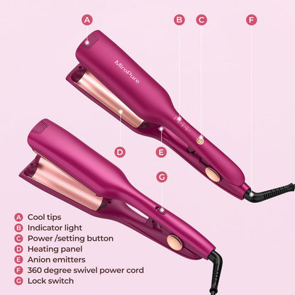 MiroPure triple barrel curling iron 5 piece set accessories included