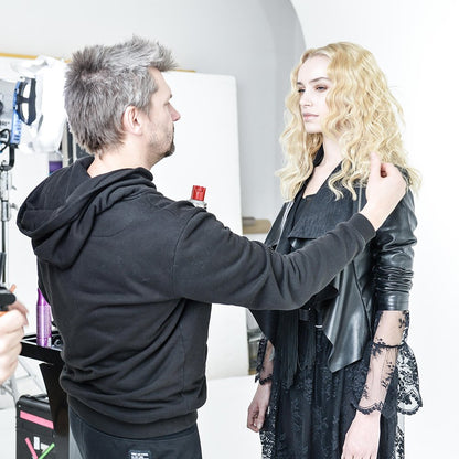 Bed Head Tourmaline Ceramic Deep Waver held by stylist showing barrel depth