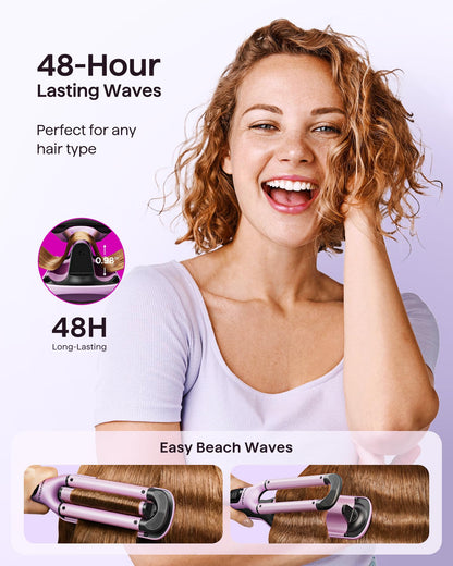 Wavytalk three barrel hair waver crimper showing the tourmaline ceramic coated styling plates