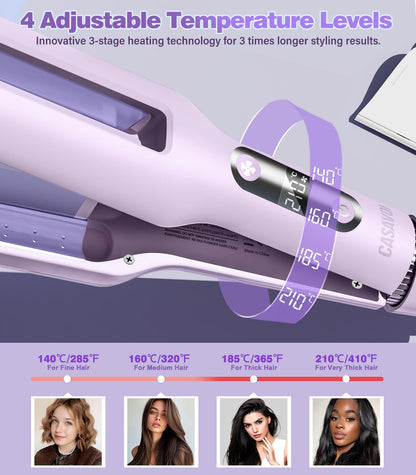 Casavok triple barrel ionic hair crimper highlighting the ceramic heating plates