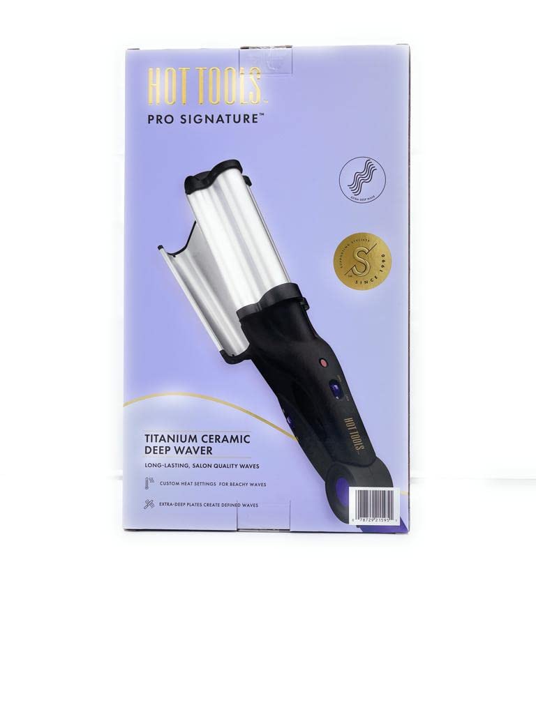 Side view of the Hot Tools deep hair waver displaying the temperature control buttons.