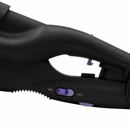 Angled perspective of the Hot Tools wave iron highlighting the deep barrel structure.