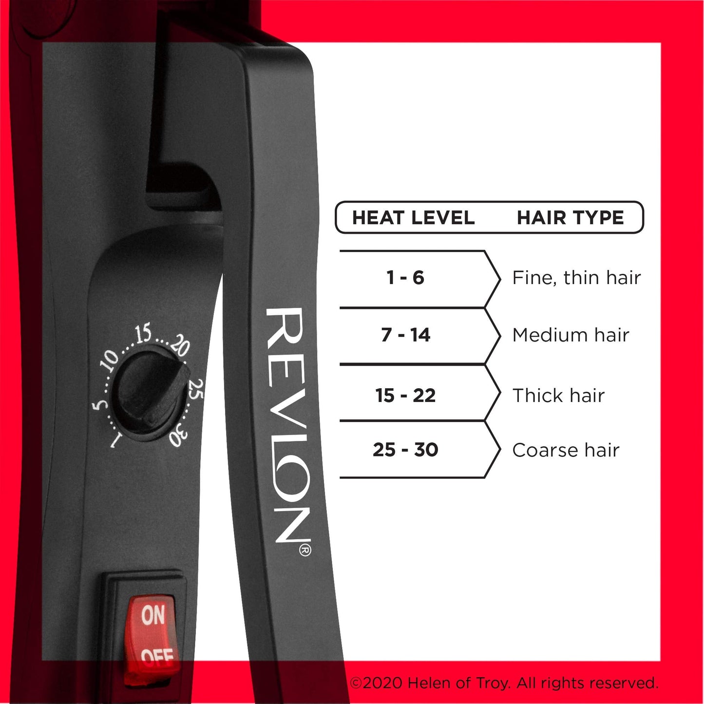 Grey Revlon hair waver displaying the digital temperature control buttons and lock switch