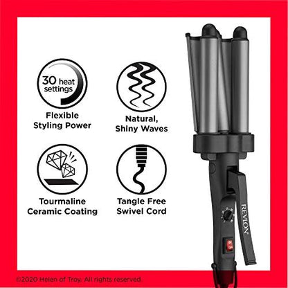 Revlon three barrel hair waver tool packaged and ready for safe storage