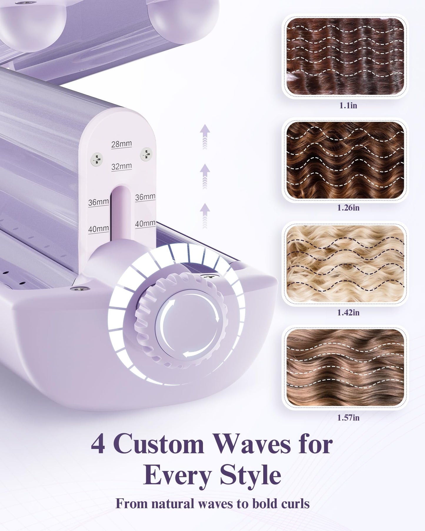 KAUGIC ceramic curling iron deep waver tool with digital LCD screen display