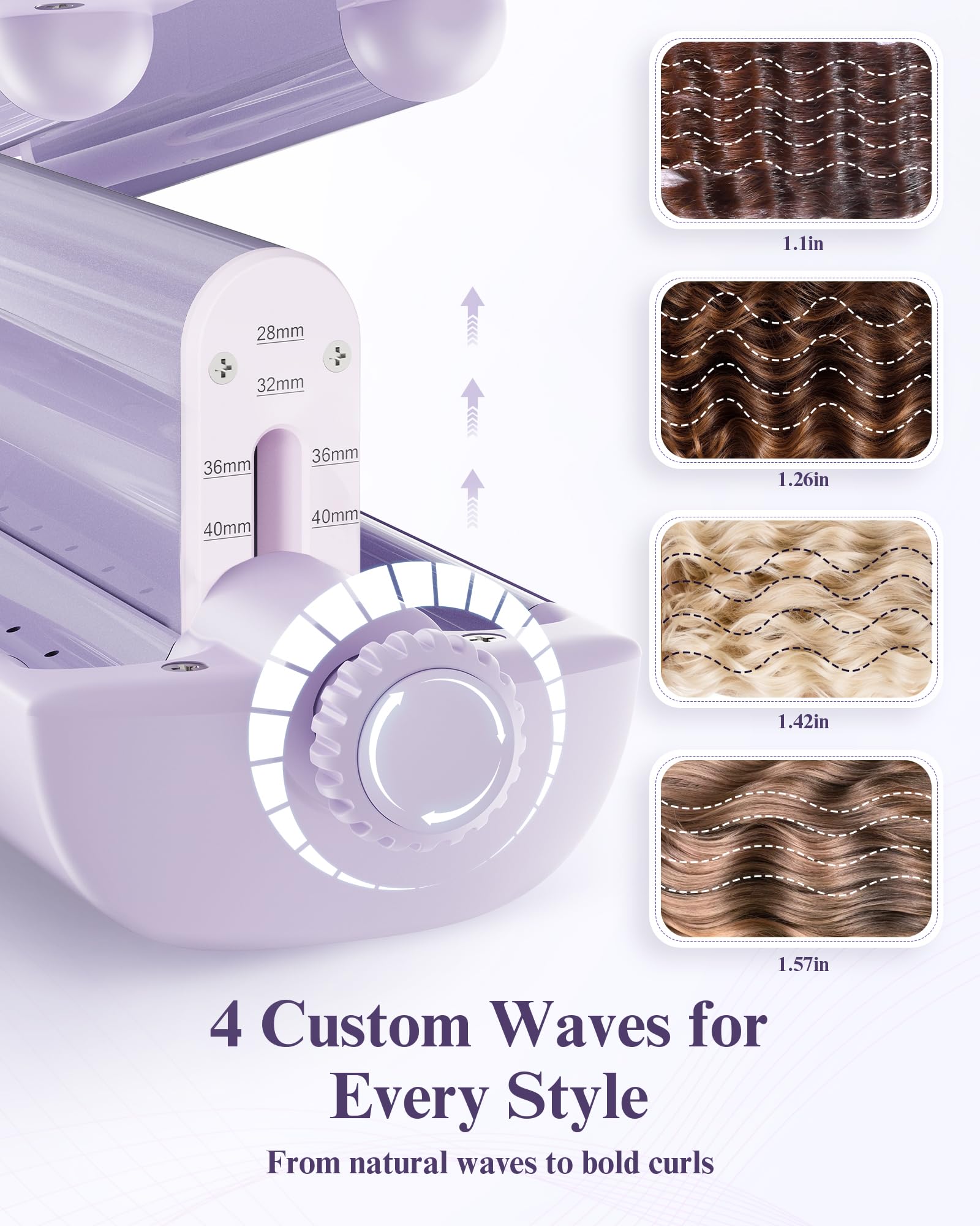 KAUGIC ceramic curling iron deep waver tool with digital LCD screen display