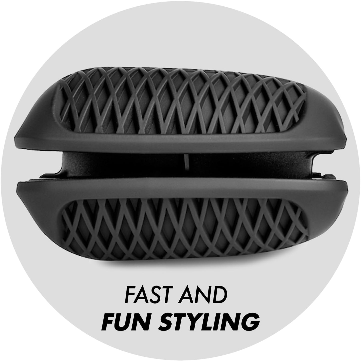 Sam Villa hair waver iron showcasing the ergonomic handle and 360-degree swivel cord.