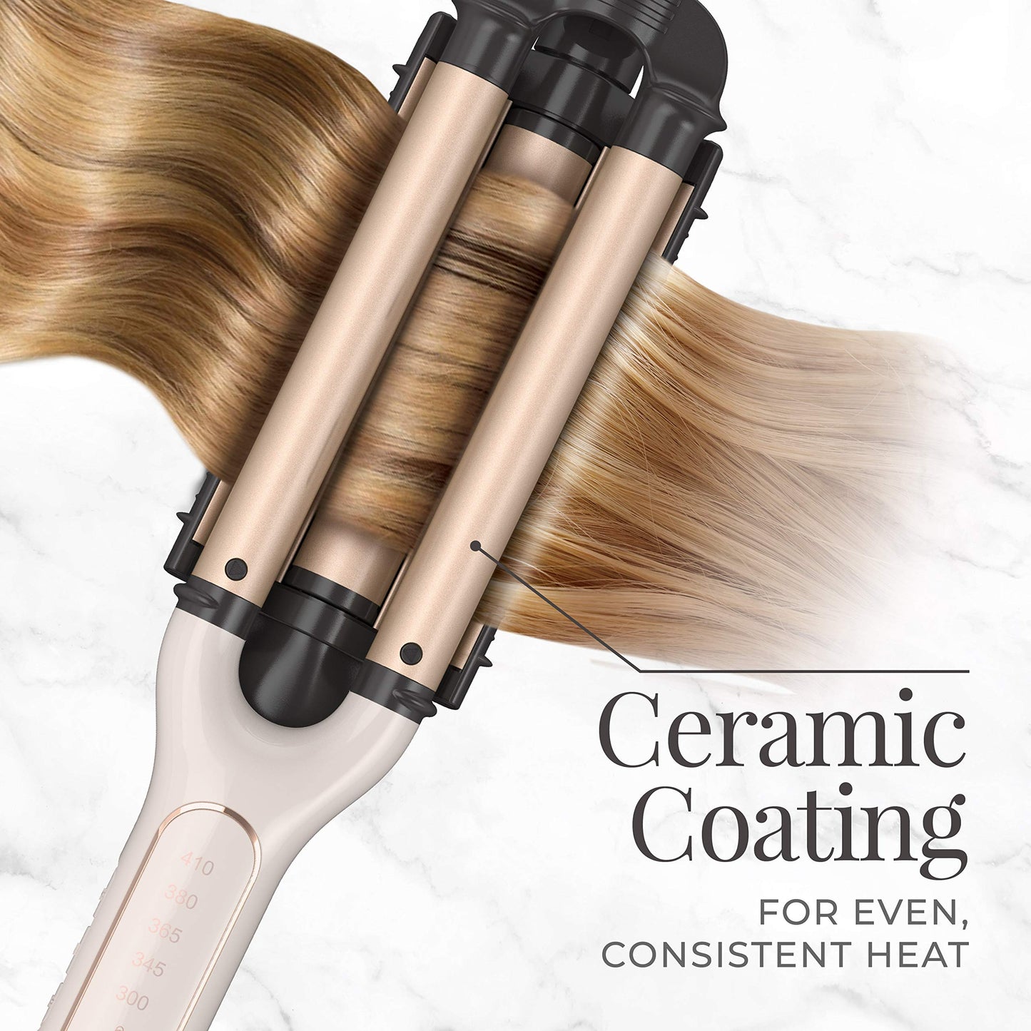 Side profile of the Remington deep waver styling tool pack of 2 configuration.