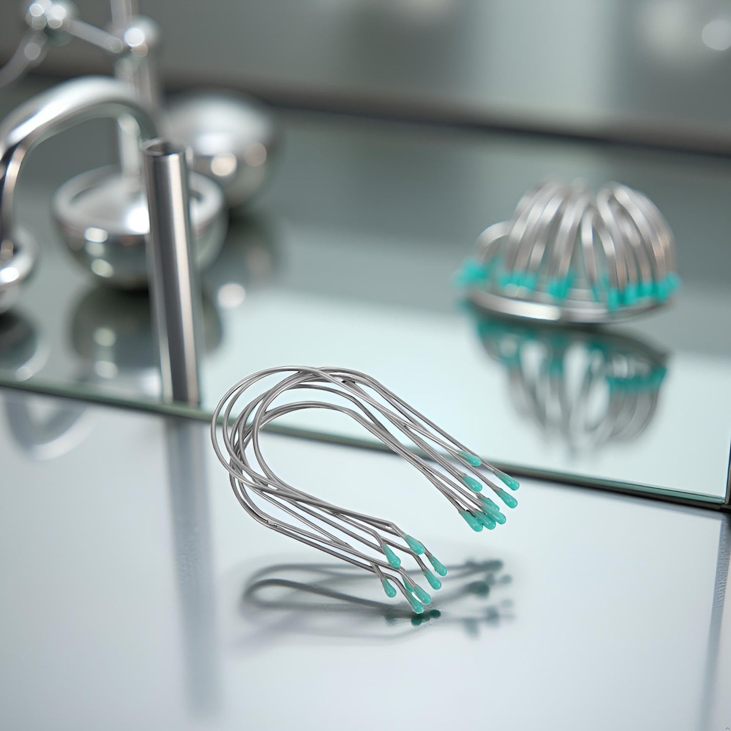 Side angle view of the premium metal wire hot roller clips used for sectioning hair effortlessly