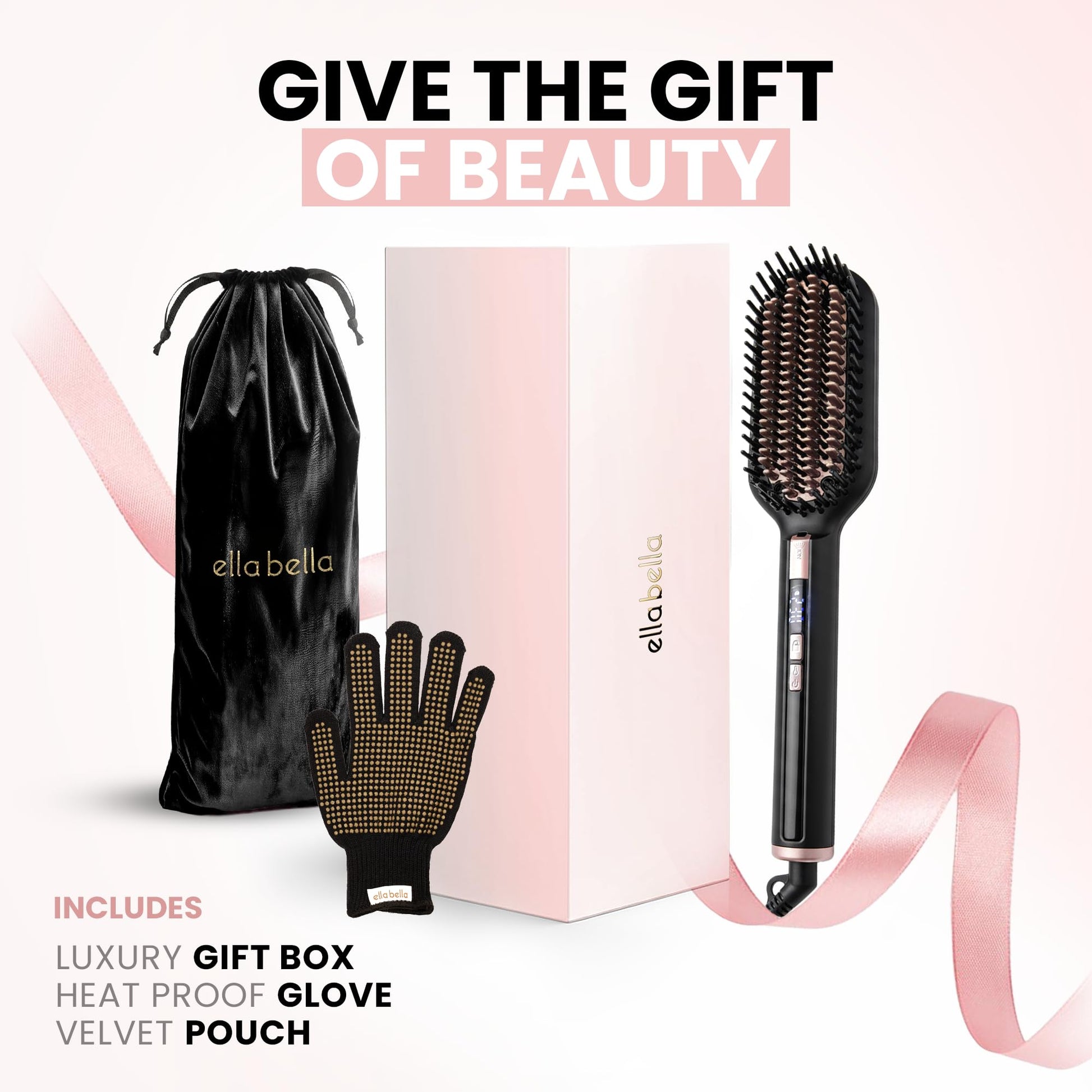Ella Bella ionic hair straightener brush 360-degree swivel cord attachment for flexible styling.