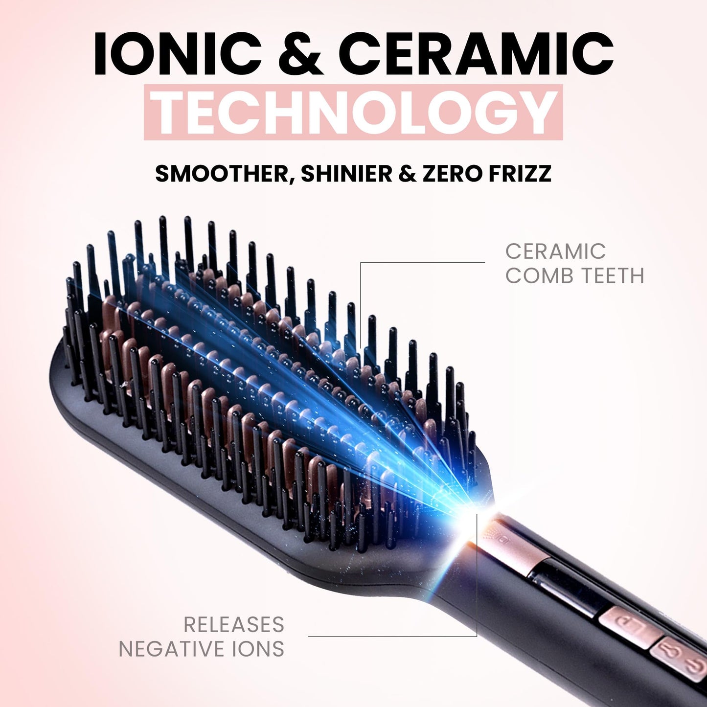 Ella Bella hair straightener comb side profile demonstrating the slim and comfortable design.