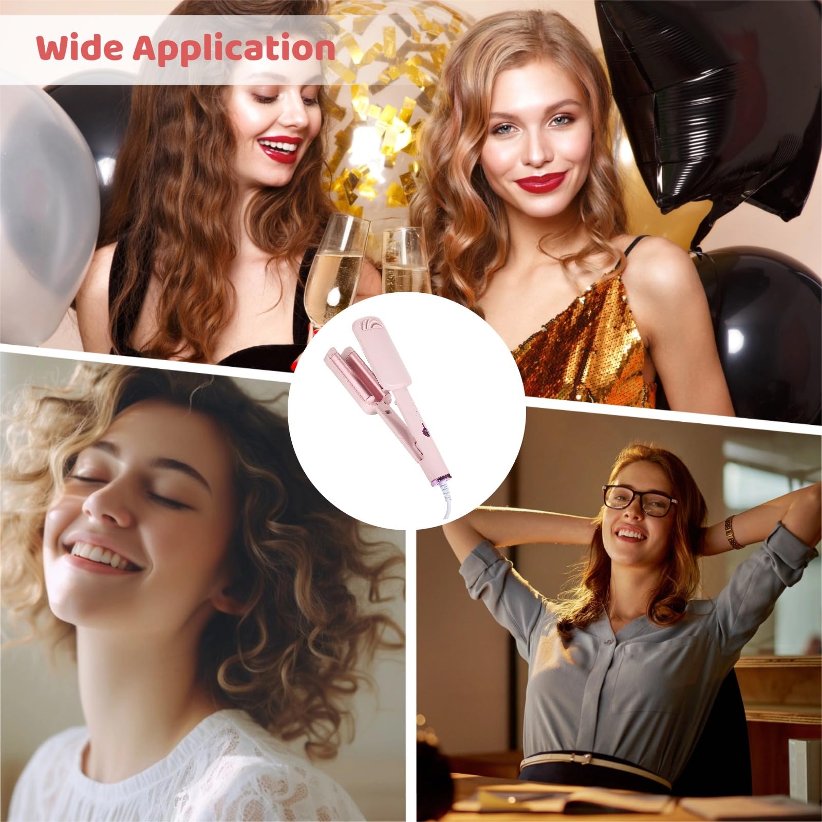 Packaging layout of the authentic USA imported ceramic hair crimper for travel and professional salon results.