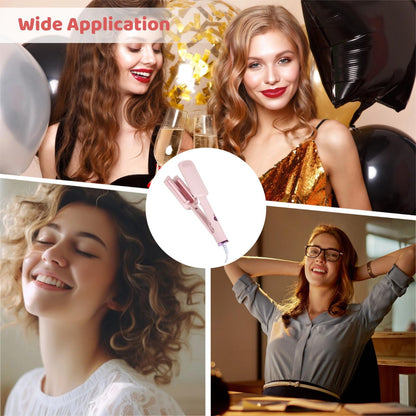 Packaging layout of the authentic USA imported ceramic hair crimper for travel and professional salon results.