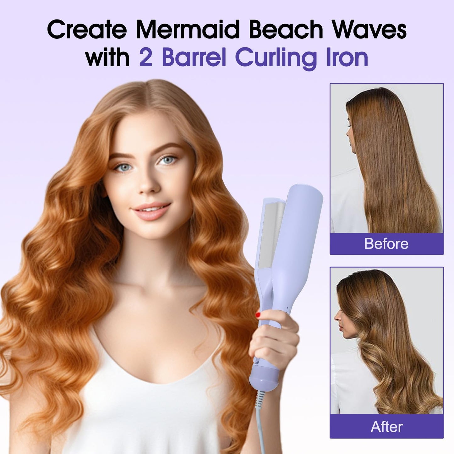 Tieumioe hair waver crimper displaying the five adjustable temperature control buttons and the power switch.