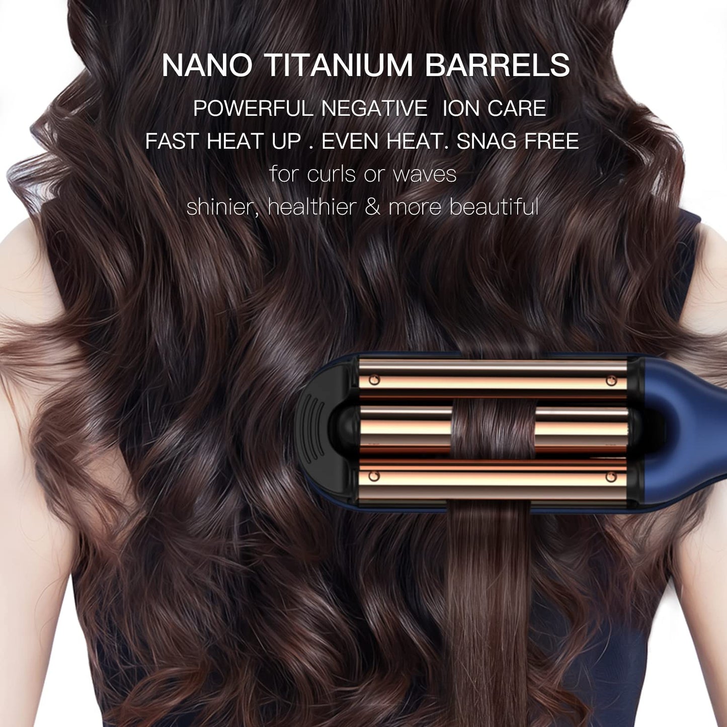 MIRACOMB Ion Titanium Hair Waver close-up of the digital temperature display showing four hundred degrees Fahrenheit.