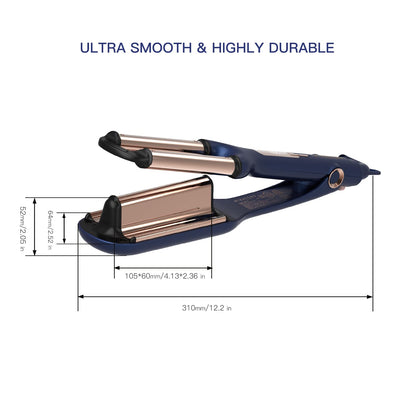 MIRACOMB authentic USA imported beauty appliance showcasing the titanium barrel texture and locking mechanism.