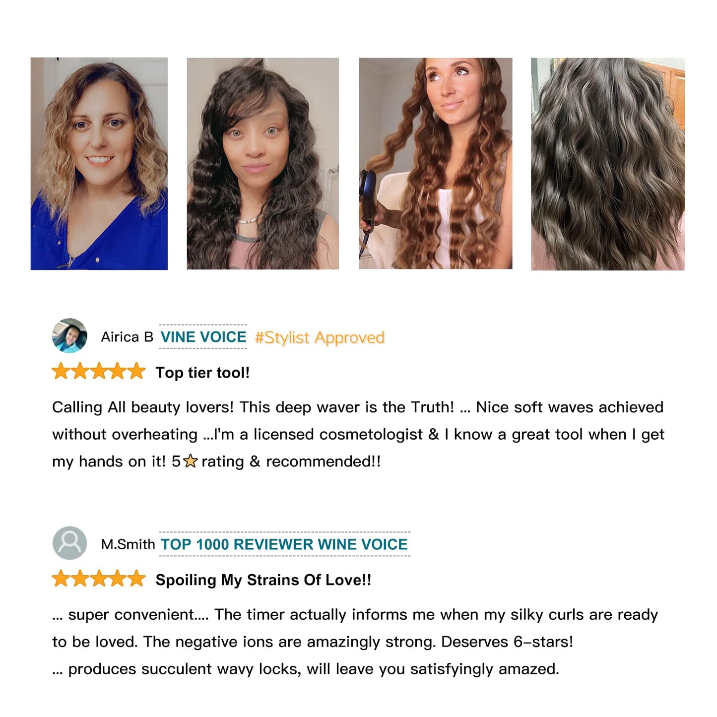 MIRACOMB royal blue ion technology deep waver placed flat showing the ergonomic handle and power buttons.