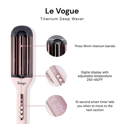 L'ANGE Hair professional three barrel hair waving tool in blush pink color.