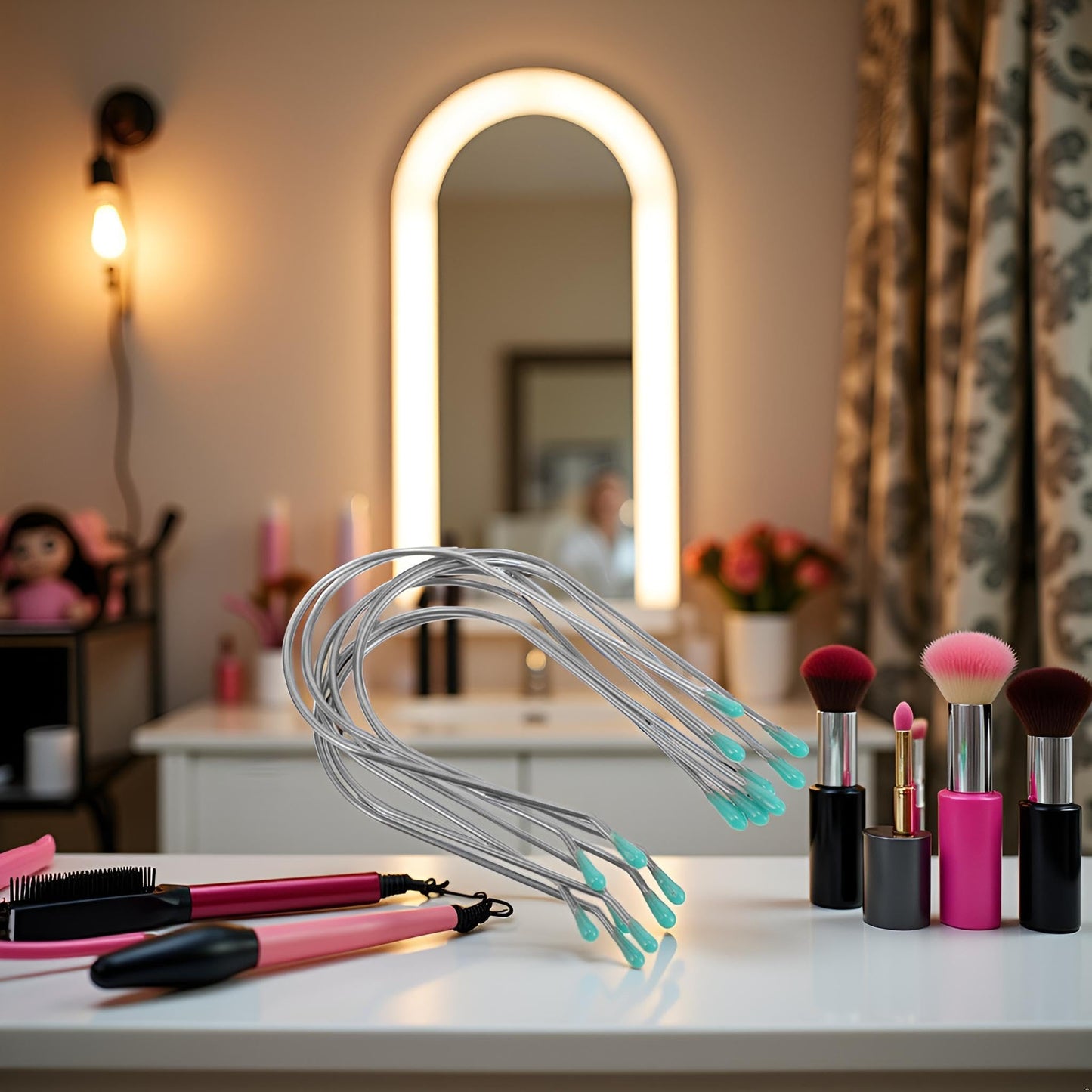 Heat resistant stainless steel hair roller accessories close up view