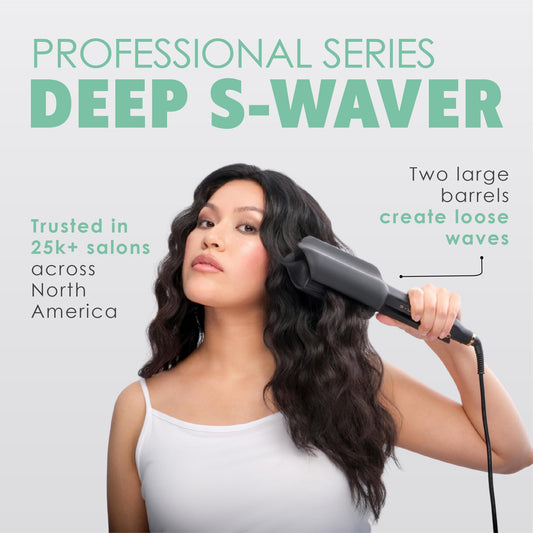 MINT professional hair waving iron close up on the tourmaline ceramic plates.