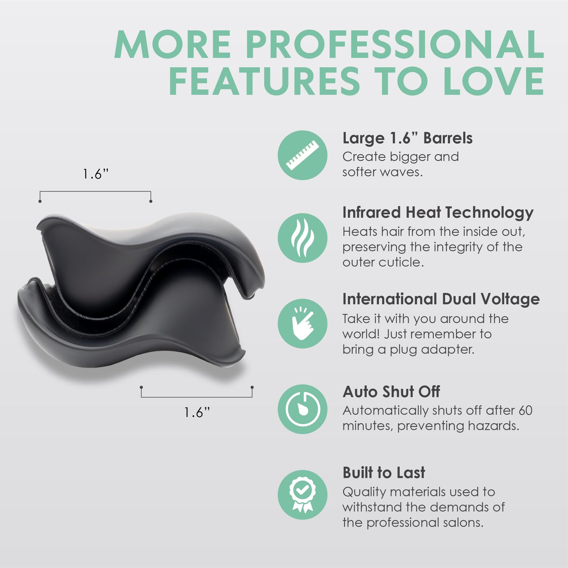 MINT deep S shaped hair waver plates for creating large volume waves.