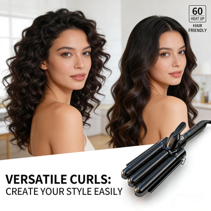 Mistcado ceramic hair crimper shown with the included black heat resistant protective glove.