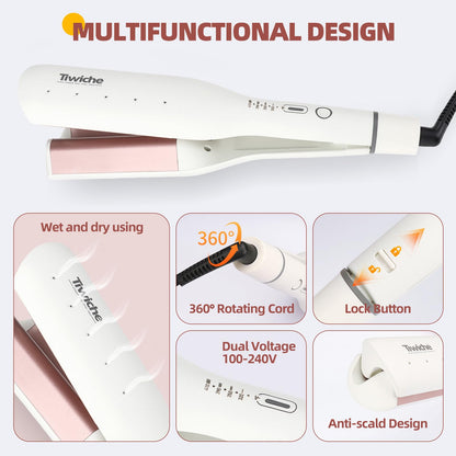 Full packaging view of the imported Tiwiche S-shaped beach waves hair curling iron.