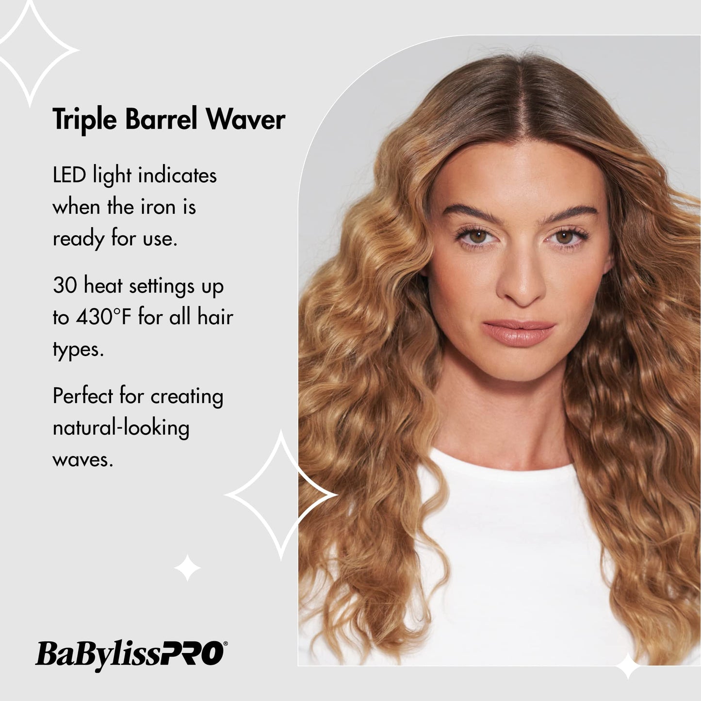 Side profile of the BaBylissPRO black porcelain ceramic waver tool with its built-in safety stand deployed.