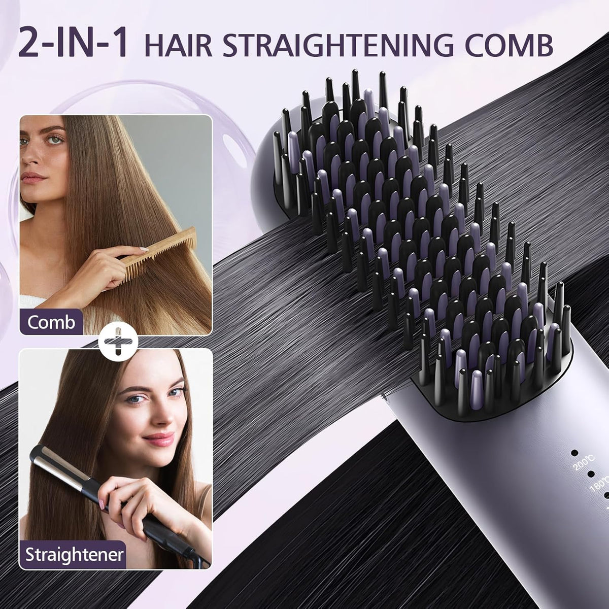 VAV mini travel hair straightener brush with negative ion generator