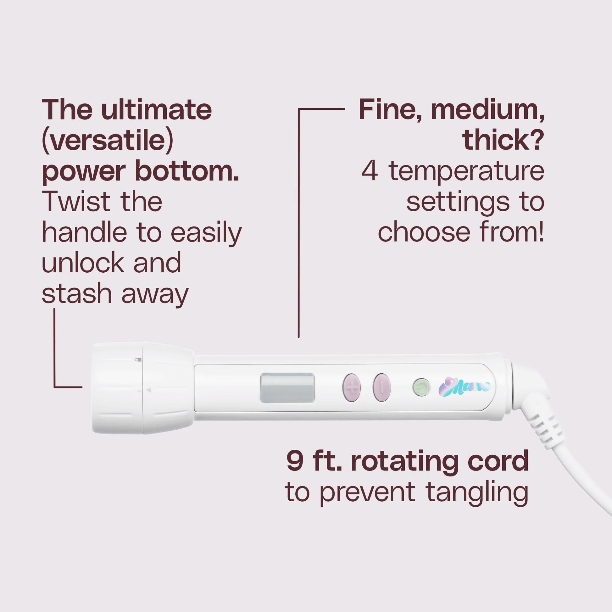 Mane professional hair waver attachment being clicked into the electric base unit