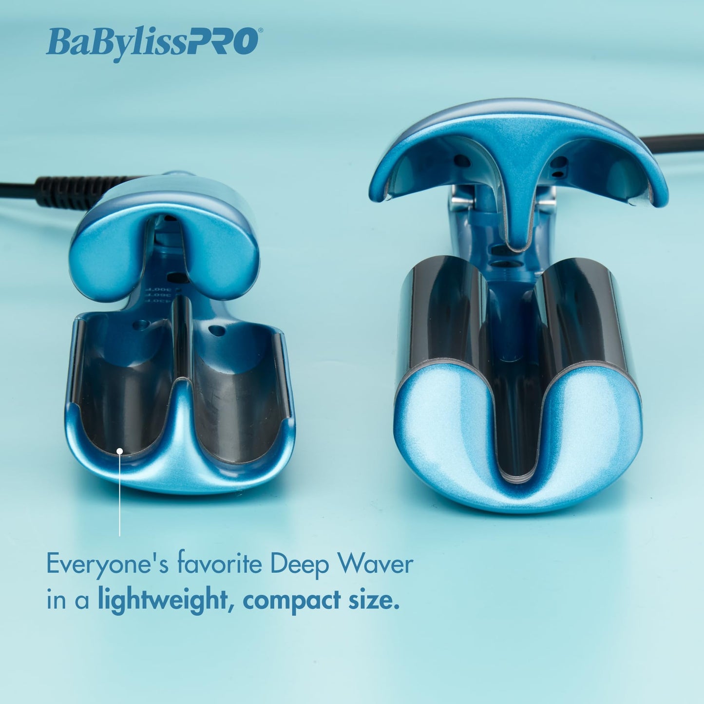 Side profile of BaBylissPRO travel deep waver highlighting the ergonomic finger rest