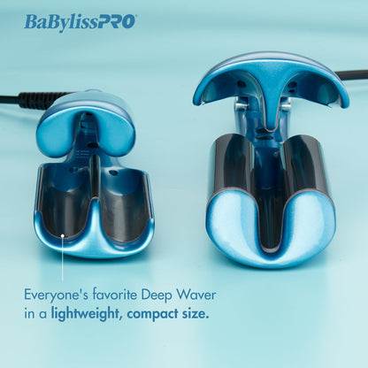 Side profile of BaBylissPRO travel deep waver highlighting the ergonomic finger rest