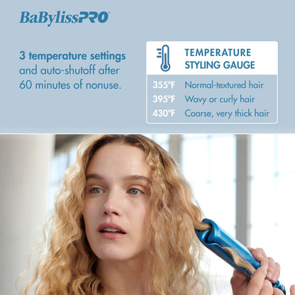 BaBylissPRO deep waver showing the dual voltage specification label and swivel cord