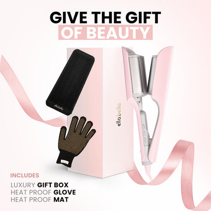 ELLA BELLA professional styling iron highlighting the ergonomic handle grip